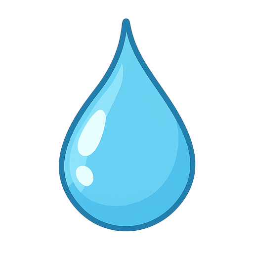 Water drop. No background. Transparent background. Blank background. No shadows. 2d. In-Game asset. flat