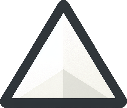 A white triangle. vector art. gui element..
Single Game Texture. In-Game asset. 2d. Blank background. High contrast. No shadows.