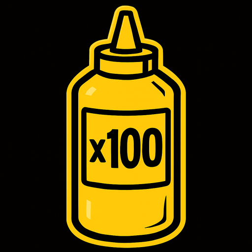 Mustard Bottle, label is x100.
In-Game asset.  2d.  High contrast.  No shadows