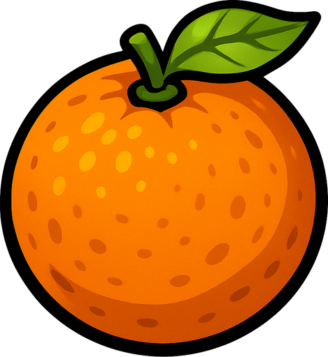 Uncut orange.
In-Game asset.  2d.  High contrast.  No shadows