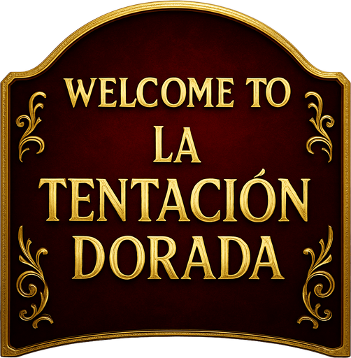 Crea un asset visual para un banner de bienvenida arqueado de casino de lujo.

Diseño:

Forma de arco elegante.

Texto central: 'WELCOME TO LA TENTACIÓN DORADA' (o 'WELCOME, HIGH ROLLER').

Tipografía de casino elegante, mayúsculas.

Fondo del arco: Negro, rojo burdeos o azul medianoche profundo (pulido/terciopelo).

Texto y borde: Dorado o plateado brillante (metálico).

Detalles: Filigranas doradas sutiles, brillos.

Efecto: Ligero relieve y resplandor.

Fondo transparente.

Objetivo: Bienvenida opulenta y exclusiva..
In-Game asset.  2d.  High contrast.  No shadows