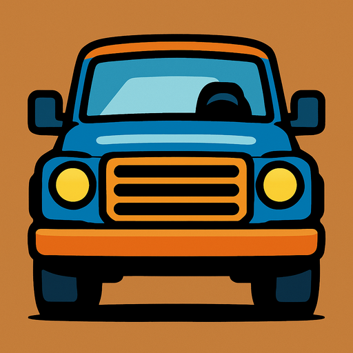 front view truck car.
In-Game asset.  2d.  High contrast.  No shadows