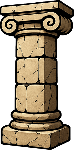 una columna de piedra.
In-Game asset.  2d.  High contrast.  No shadows