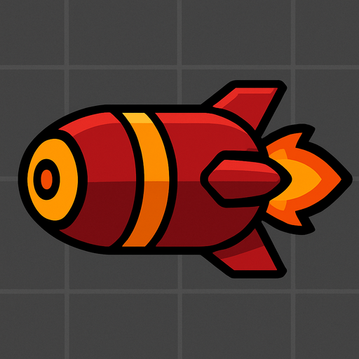 jetpack joyride style missile, horizontally facing left.
In-Game asset.  2d.  High contrast.  No shadows