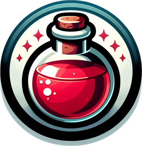 Health potion button..
Single Game Texture. In-Game asset. 2d. Blank background. High contrast. No shadows.