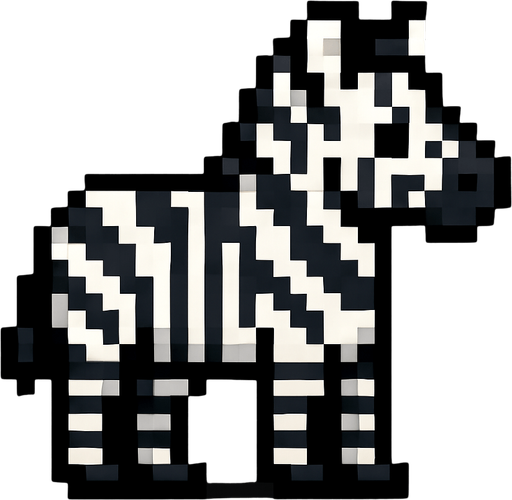 Zebra pixel.
In-Game asset.  2d.  High contrast.  No shadows
