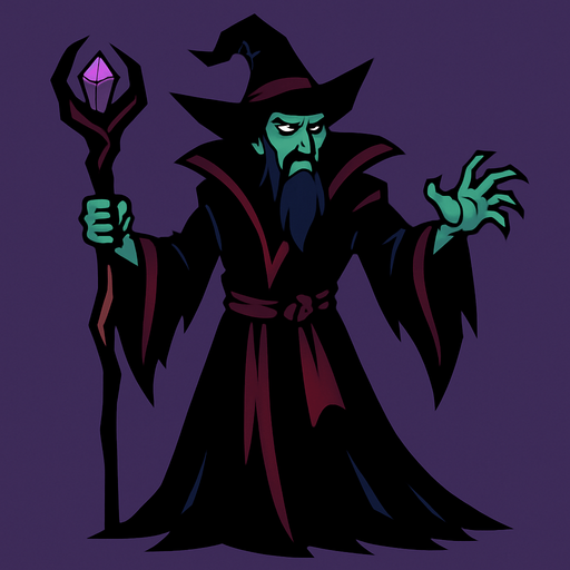 קוסם אפל מהאגדות.
In-Game asset.  2d.  High contrast.  No shadows