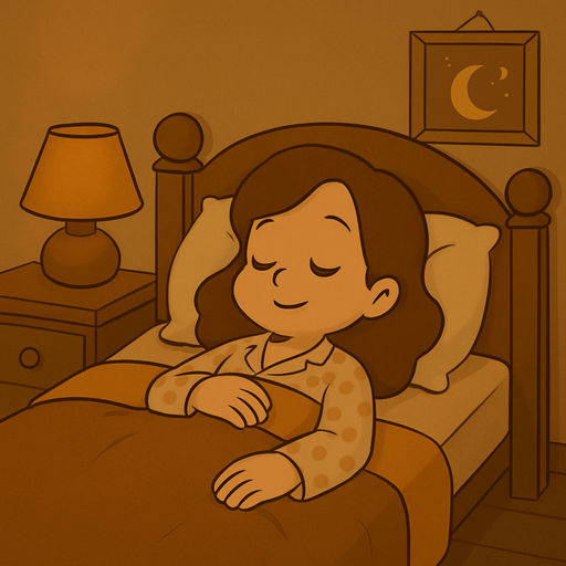 Remove her hair accessory and have her laying in her bed asleep