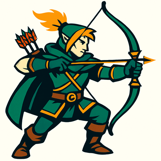 Archer  hero.
In-Game asset.  2d.  High contrast.  No shadows