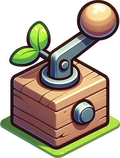 lever cute cartoon.
Single Game Texture.  In-Game asset.  2d.  Blank background.  High contrast.  No shadows