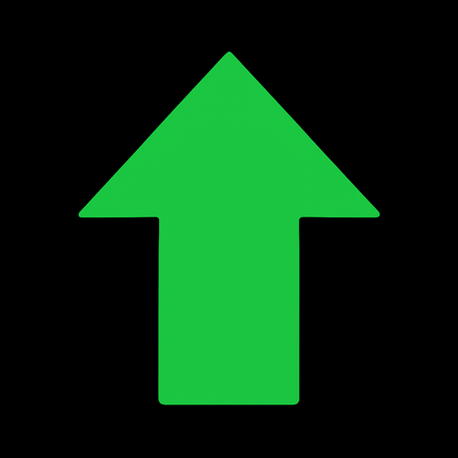 Yukarı yükseltme oku yeşil.
In-Game asset.  2d.  High contrast.  No shadows