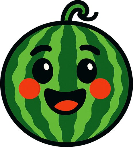 Watermelon with face.
In-Game asset.  2d.  High contrast.  No shadows