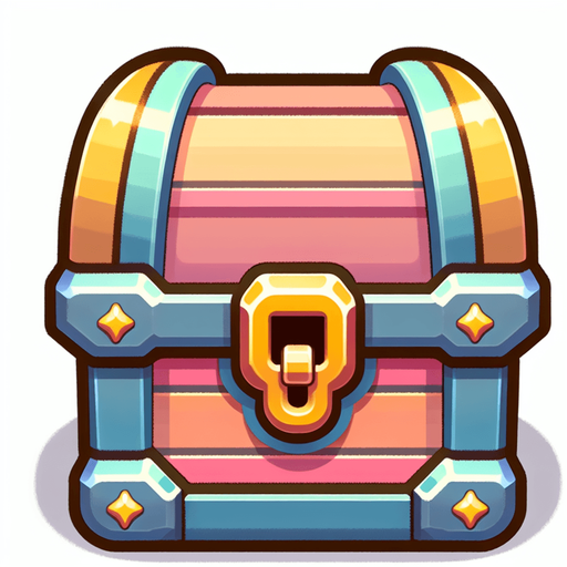 сундук с сокровищами с видом спереди, постэльные цвета.
Single Game Texture.  In-Game asset.  2d.  Blank background.  High contrast.  No shadows