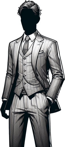 i have character wearing suit.
Single Game Texture.  In-Game asset.  2d.  Blank background.  High contrast.  No shadows
