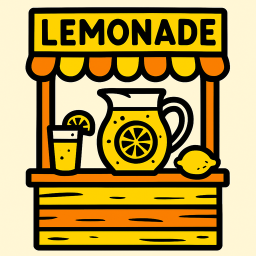 lemonade stand.
In-Game asset.  2d.  High contrast.  No shadows