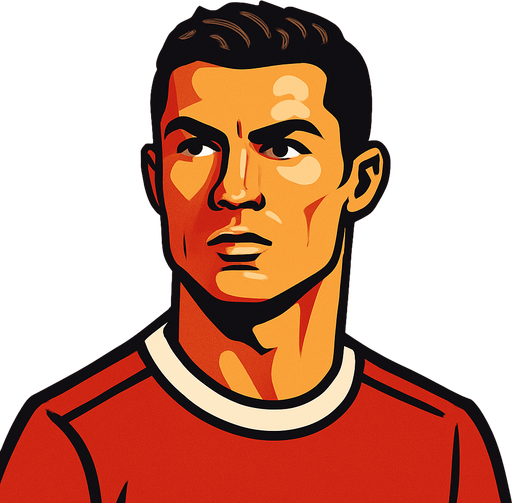 Cristiano Ronaldo.
In-Game asset.  2d.  High contrast.  No shadows