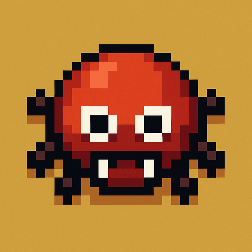 Un enemigo nivel básico visto desde arriba, pixel cartoon..
In-Game asset.  2d.  High contrast.  No shadows