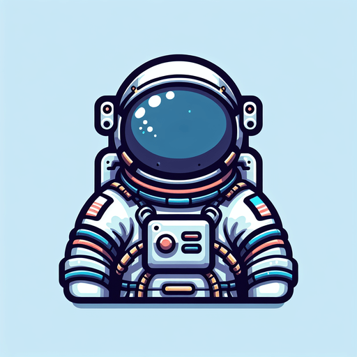 一个宇航员，卡通风格.
Single Game Texture. In-Game asset. 2d. Blank background. High contrast. No shadows.