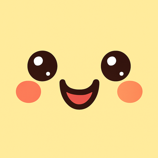 A cute face with cute smile.
In-Game asset.  2d.  High contrast.  No shadows