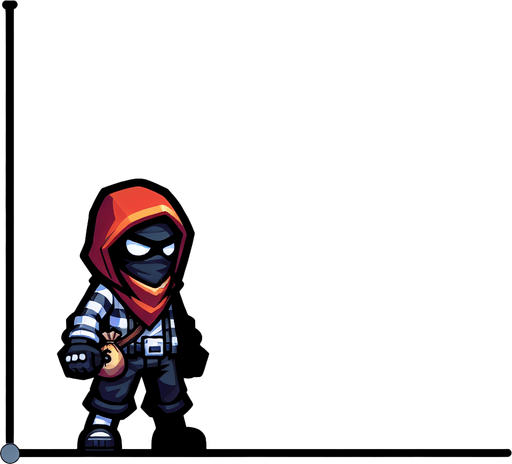 robber.
Single Game Texture. In-Game asset. 2d. Blank background. High contrast. No shadows.