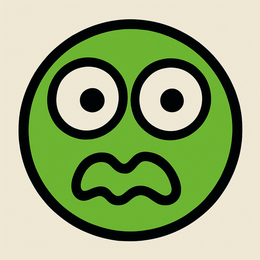 yüzü gözü olan salak salak bakan yuvarlak yeşil yüz.
In-Game asset.  2d.  High contrast.  No shadows