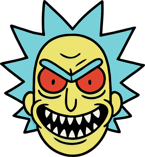 evil face rick and morty style.
In-Game asset.  2d.  High contrast.  No shadows