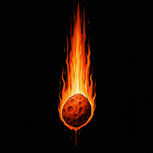 realistic vertical meteor.
In-Game asset.  2d.  High contrast.  No shadows