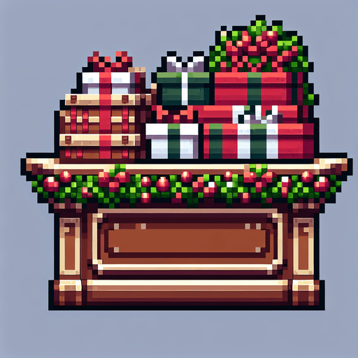 pixel art of a christmas present counter. Single Game Texture. In-Game asset. 2d. Blank background. High contrast. No shadows.