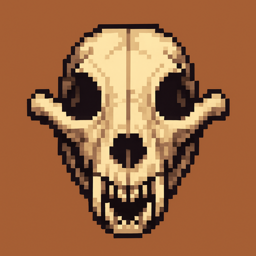 2d pixel art high quality wold skull.
In-Game asset.  2d.  High contrast.  No shadows