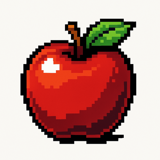 Quiero una manzana roja, en estilo 32 bits.
In-Game asset.  2d.  High contrast.  No shadows