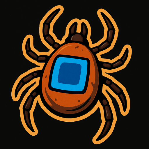 Tick bug with blue square on shell.
In-Game asset.  2d.  High contrast.  No shadows