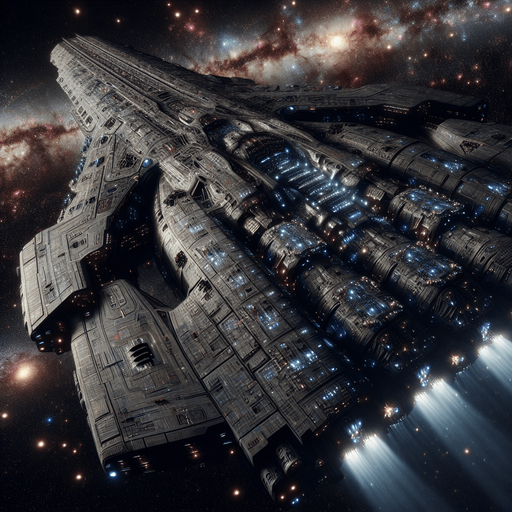 top down battle ship alien on space.
Single Game Texture.  space full of stars background