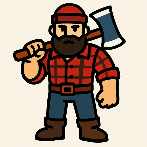 Make a lumberjack.
In-Game asset.  2d.  High contrast.  No shadows