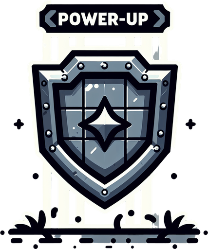 a shield power up.
Single Game Texture.  In-Game asset.  2d.  Blank background.  High contrast.  No shadows
