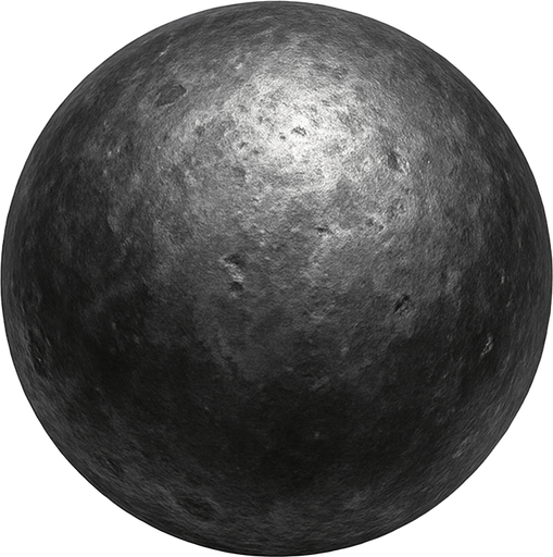 A Realistic İron Ball.No Shadows.
In-Game asset.  2d.  High contrast.  No shadows