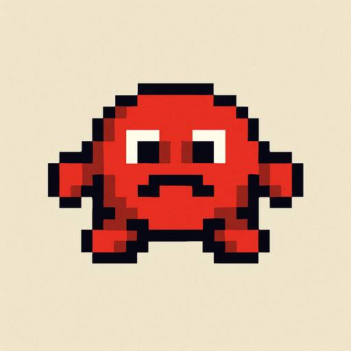 Un enemigo nivel básico visto desde arriba, pixel cartoon..
In-Game asset.  2d.  High contrast.  No shadows