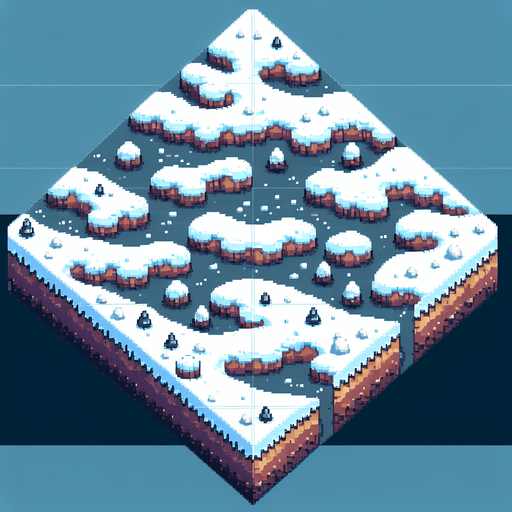 pixel art a small image 2048 to serve as ground that has snow for a simple 2D game no trees not nothing only snow and ground to cover the ground width of the screen Single Game Texture. In-Game asset. 2d. Blank background. High contrast. No shadows.