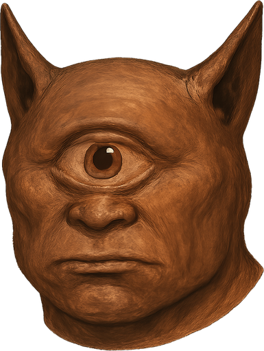 a realistic cyclops face. No background. Transparent background. Blank background. No shadows. 2d. In-Game asset. flat