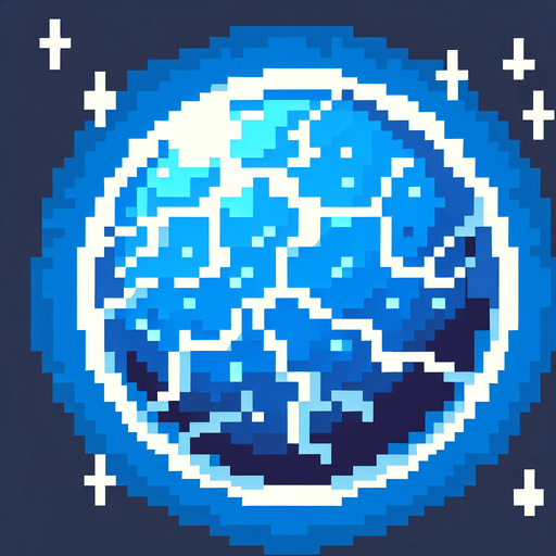 pixel art blue light thunder ball.
Single Game Texture.  In-Game asset.  2d.  Blank background.  High contrast.  No shadows