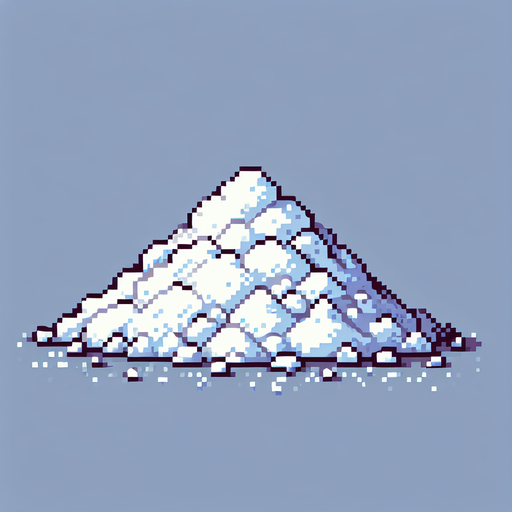 pixel art of a mound of snow.
Single Game Texture. In-Game asset. 2d. Blank background. High contrast. No shadows.