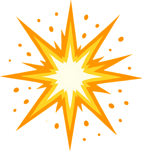 Yıldız patlama parlak.
In-Game asset.  2d.  High contrast.  No shadows