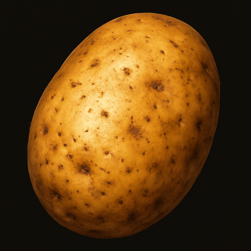 ultra realistic potato.
In-Game asset.  2d.  High contrast.  No shadows
