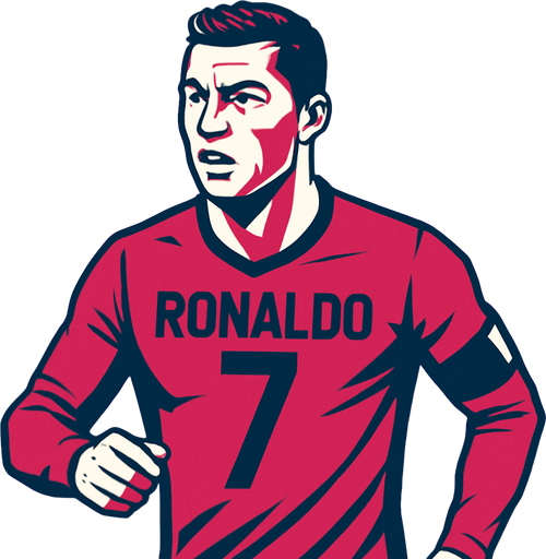 Cristiano ronaldo.
In-Game asset.  2d.  High contrast.  No shadows