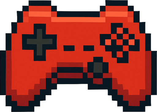 Kırmızı bir pixel art oyun tuşu.
In-Game asset.  2d.  High contrast.  No shadows