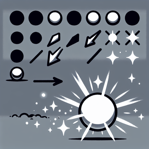 Glowing white dot with spike sprite sheet.
Single Game Texture. In-Game asset. 2d. Blank background. High contrast. No shadows.