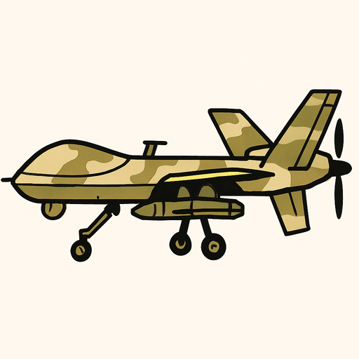 drone side view military drone. light camouflage
In-Game asset.  2d.  High contrast.  No shadows