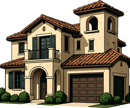 realistic villa.
In-Game asset.  2d.  High contrast.  No shadows