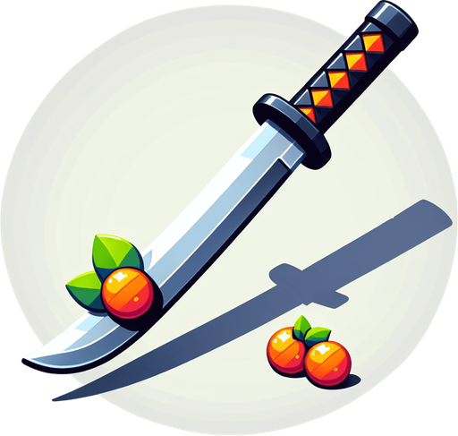 2д лезвие Катаны для игры похожий на фрукт ниндзя.
Single Game Texture. In-Game asset. 2d. Blank background. High contrast. No shadows.