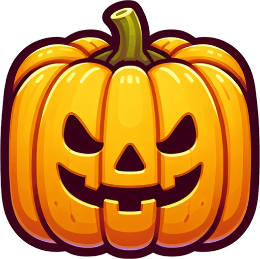 Perfectly square yellow halloween pumpkin. Cartoon style. spookyart style. Simple vector style.