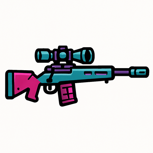 Sniper rifle.
In-Game asset.  2d.  High contrast.  No shadows